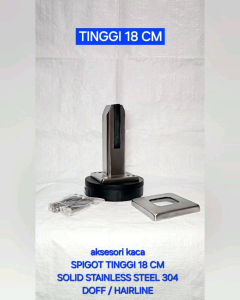 Spigot Kaca 18 cm Doff Tiang Railing Bracket Kaki Jepit Solid Stainless Steel 304
