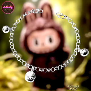 🌈AAbaby Galleries AA332 Original Baby S925 Silver Anklet Bracelet Labubu 精灵可爱拉布布小孩宝宝脚链 Gelang Bayi