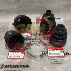 Karet drive shaft in dan out / boot cv joint Honda Jazz RS GD3 / GE8 (1set) Premium bonus clamp 44017-SEL-T00 + 44018-SEL-T00
