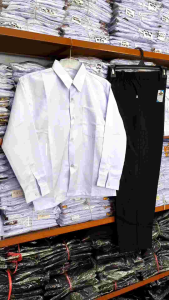 Setelan Baju Putih Polos Panjang Celana Hitam Seragam Sekolah SD MI TPA MDA TPQ Madrasah Ibtidaiyah Anak Laki Laki