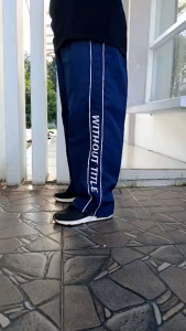 Celana Panjang Baggy Loos Uniseks Saku Resleting - Celana Olahraga Santai Jogging Running Gym Sport