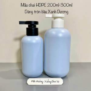 Bình Nhựa HDPE 200ml-300ml Xanh Dương.Đựng kem bodylotiondầu gộisữa tắm….Chai nhựa chiết mỹ phẩm hàng cao cấp