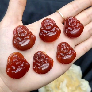 Mặt Phật Di Lặc Ngọkc Agatee Đỏ - Phong Thủy TUDO