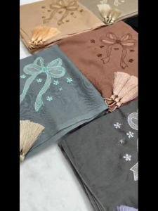 Hijab Segi Empat Paris Pita Rembon Bordir Ter Baru