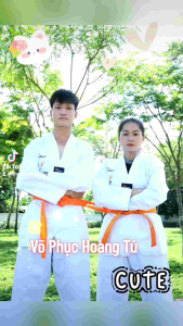 Võ Phục Taekwondo Vải Sọc Đẹp + Đai Trắng - Miễn Phí Vận Chuyển