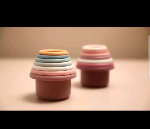 SG Seller 7pcs Baby Toddler Silicone Montessori Stacking Cup Stack Cup Toy Stack Tower