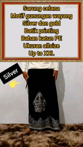 Sarung Celana Motif Gunungan Wayang Gold & Silver Batik Printing Bahan Katun PE