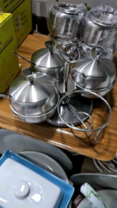 Tempat Bumbu Stainless Tebal 4 Pcs Bisa Memutar