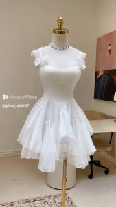 Đầm thiết kế 2 d đính Nơ dáng xoè tiểu thư váy xòe 2 dây phối Nơ hợp đi chơi Derss Thảo cherry stroe