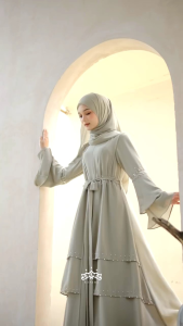 ABAYA MOANA MEWAH WANITA MUSLIM TERBARU CERUTY MIX PAYET MODEL LAYAR OUTER MENYATU LEBARAN KONDANGAN