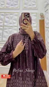 Gamis Devina Silk Premium| Dress Dina Motif Terbaru| Gamis Semi Sutra| Baju Pesta  Busui Friendly