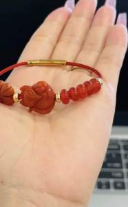 Vòng tay nữ đá Ngọc Huyết 3 trong 1( Tình Duyên+Sự Nghiệp+Tài Vận) may mắn như ý