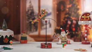 ROKR 3D Wooden Puzzle MCD05 Santa Claus on Sleigh Gravity Swing