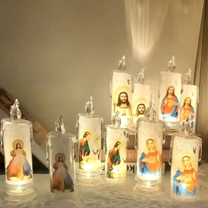 Candle Light LED Battery Smoke-Free Flameless Holy Prayer Candle Religious Decoration Gifts Christmas Easter 电子蜡烛灯