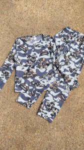 ชุดเด็ก ลายทหาร แขนยาวขายาว ผ้าไมโครนิ่มใส่สบาย โพลีเอสเตอร์ ทหารถือปืน (ย+ย) แขนยาว+ขายาว