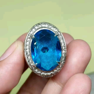 cincin batu permata blue topaz jumbo murah