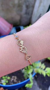 Gelang Tangan Serut Infinity Petir Pasir Titanium Gold cxb2816