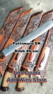 Golok Patimura Ukir Panjang Tebas Bambu Kayu Keras - Golok Baja Asli Super Tajam Fulltank