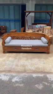 Bale-bale Jati Model Bagong Kepang Sofa Bed Ful Kayu Jati Bangku Jati Outdor-Indor Ukir Jepara