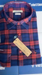 (6P0454) Áo sơ mi Việt Tiến tay dài vạt NGANG form rộng vải 100%cotton dày dặn