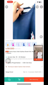 Gamis kaos anak aplikasi bordir warna Fanta size 1-10th