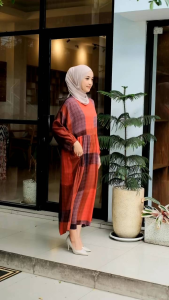 Dress Wanita Rayon Motif Avril Midi Jumbo Size XL -XXL Ld 120-130 Busui Friendly Adem Gak bikin Gerah dan Nyaman