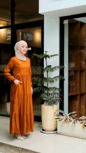 Gamis Wanita Polos Nadia Dress Rayon Jumbo Size L-XXL