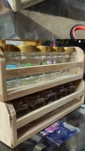 Rak Bumbu Dapur Kayu Jati & Toples Bumbu 200 ML