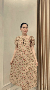 Daster wanita model Lily busui kancing depan motif bunga terbaru tali belakang