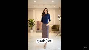 ชูดเซ็ต 2 ชิ้น เสื้อ + กระโปรงยาว และ กระโปรงสั้น รีดซับผ้ากาว เนื้อผ้าฝ้ายเนื้อดี ผ้าฝ้ายชินมัย ชูดเซ็ตผ้าไทย 2 ชิ้น ชูดผ้าไทย