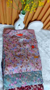 COD Set polos motif kombinasi bunga salur abstrak bahan twill armany jumbo