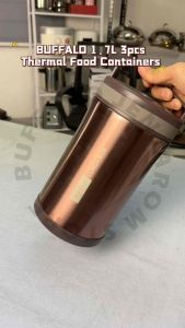 BUFFALO 1.7L Thermal Food Jar with 3 Containers SUS304 Keep Warm Lunch Box 牛头牌1.7L双层真空保温饭盒304不锈钢保温壶 配有3个小饭盒 (ET190)