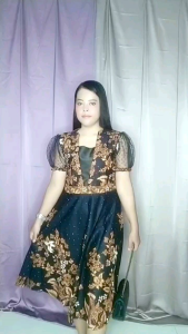 Dress Batik Pesta Lengan Balon: Syakila Kode HM368