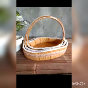 1 Set Keranjang Hantaran/Kerajinan Tangan Model Ombak Lapis Kain isi 3