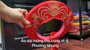 Khăn xếp tế lễdâng hươnghầu đồngmừng thọ nữ vẽ kim tuyến cao cấp(chất liệu xốp cao su nhẹêmbền)