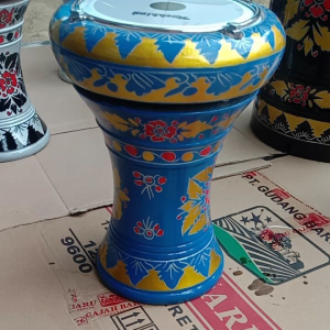 Darbuka anak murah 6 inch motif batik biru gold dumbuk batu mini