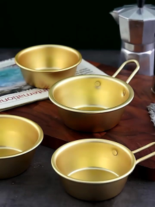 OHHDEER Golden Korean Aluminum Traditional Bowl Cuisine Cup Rice Wine Heating Bowls Sauce Seasoning Dipping Container