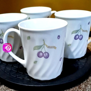 CORELLE COORDINATES PLUM PORCELAIN MICROWAVABLE MUG 300ML (USED) 1PC • MADE IN JAPAN
