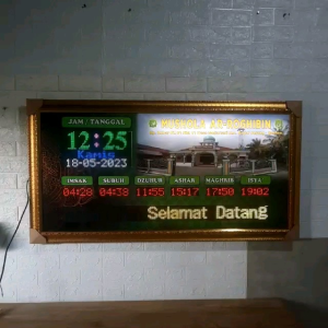 JAM MASJID DIGITAL FULL COLOR UKURAN 120 X 65 cm