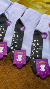 🎀ถุงเท้านักเรียนขาวพื้นเทา ตรากระต่ายผ้าหนา ยกโหล12คู่ ✅มีSize:3-5/4-6/5-7/7-9/9-12 ผ้าดี ผ้านิ่ม