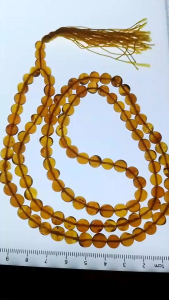 ก-2 สร้อยคอประคํา108 พุทธคุณ อำพันพม่าแท้100% Size 7.7mm หนัก24.0g