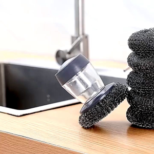 Sikat Pembersih Sabut Kawat Palm Scrubber Dengan Tempat Dispenser Penyimpanan Sabun