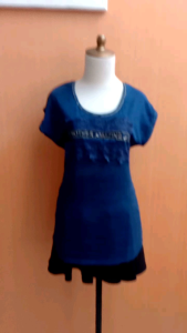 atasan kaos wanita biru tua navy SPLASH cewek M lengan pendek santai blouse