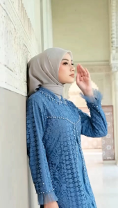 Gamis Ozias Brokat Arla Size L XXL 3XL 5XL | Gamis Jumbo | Gamis Seragama