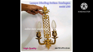 Lampu Dinding Kuningan LD03 Dekorasi lampu cabang 2 SULTAN mewah Brass antik Lampu Ruangan Klasik antik Lilin Lampu tempel KUNING Gold ukir vintage