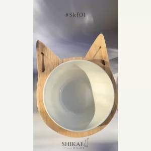 ถ้วยอาหารแมว ชามแมวทรงสูง ถ้วยอาหารแมวสไตล์มินิมอล งานไม้แท้เกรด A+ ปลอดสารพิษ