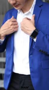 Sevenfour jas blazer pria casual formal warna biru elektrik