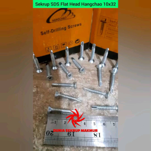 (50 pcs) Sekrup Roofing SDS FH 10x32 / Baut Baja Ringan Flat Head 3CM
