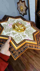 Fitting Hiasan Ornamen Plafon PVC 60X60 Double Frame Motif timbul Mewah Elegan Terbaru