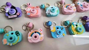 Cartoon Camera Keychain with Projection & Bell – Cute Mini Key Ring Gift